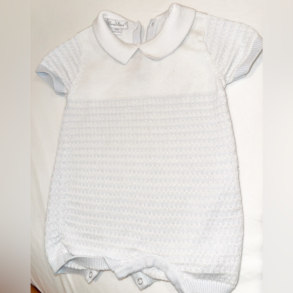 Kissy Kissy White Textured Short-Sleeve Sweater onesie